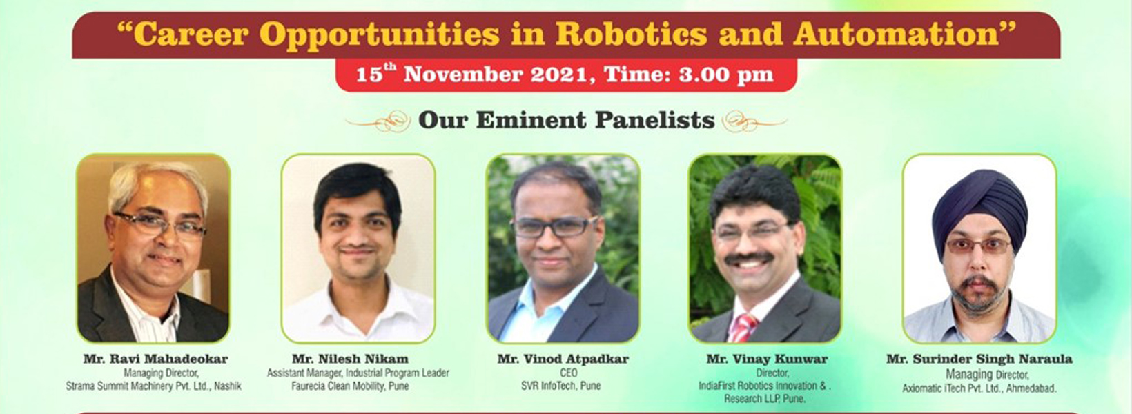 Panel discussion on Career Opportunities in Robotics and Automation