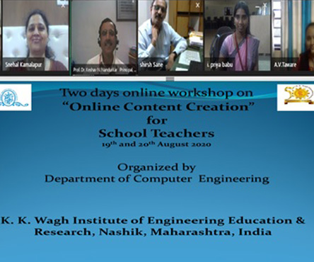 Two day state level online workshop for school teachers on “Online Content Creation” on 19th and 20th August 2020